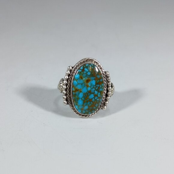 Native America Navajo Sterling Silver Turquoise Ring By Bobby Platero Size: 7 - Picture 2 of 9